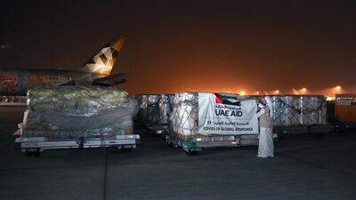 The shipment arrived at Heathrow Airport on a special chartered flight on Friday morning with 6.6 tonnes of melt blown fabric to make surgical face masks.