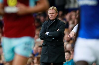 Everton manager Ronald Koeman watched his side lose 1-0 at home to Burnley on Sunday. Jason Cairnduff / Reuters