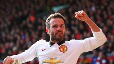 Juan Mata of Manchester United celebrates scoring his second goal against Liverpool at Anfield on March 22, 2015 in Liverpool, England. Alex Livesey/Getty Images