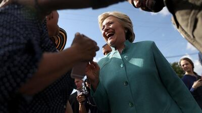 Hillary Clinton greets early voters near West Miami City Hall on November 5, 2016 in West Miami, Florida. With three days to go until election day, Hillary Clinton is campaigning in Florida and Pennsylvania. Justin Sullivan/Getty Images/AFP