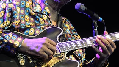 US blues legend B.B. King performs during a concert at the Byblos International Festival in Byblos (Jbeil) north of Beirut, Lebanon, 05 July 2012. The festival runs from 25 June to 25 July 2012. EPA/WAEL HAMZEH