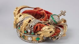 This handout photograph released on February 4, 2026 shows the damaged crown of Empress Eugenie de Montijo after it was dropped during the heist from the Apollo Gallery at the Louvre Museum on October 19, 2025. The crown, dropped in Louvre Museum heist on October 19, 2025, "has retained its quasi-integrity" and will be completely restored, the Museum announced on February 4, 2026. (Photo by Thomas Clot / THE LOUVRE MUSEUM / AFP) / RESTRICTED TO EDITORIAL USE - MANDATORY CREDIT "AFP PHOTO / LOUVRE MUSEUM / THOMAS CLOT" - HANDOUT - NO MARKETING NO ADVERTISING CAMPAIGNS - DISTRIBUTED AS A SERVICE TO CLIENTS