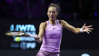 Qinwen Zheng defeated Elena Rybakina 7-6, 3-6, 6-1 in Riyadh. Getty Images