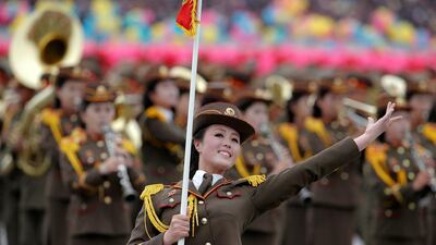 Dancers take part in a parade in Pyongyang a day after North Korea’s ruling party wrapped up its first congress in 36 years. Damir Sagolj / Reuters