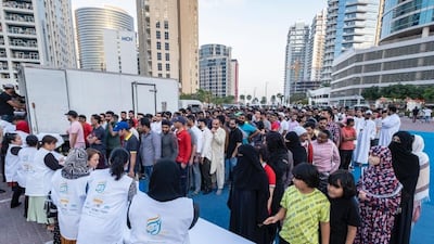 People gathered near Hamel Al Ghaith Mosque for the initiative, which included Arabic and English Islam education sessions