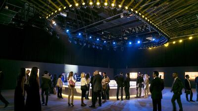 People view a model of Meraas’ new project. Reem Mohammed / The National