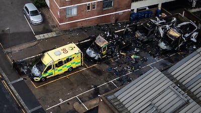 Gas cylinders inside the four Hatzolah ambulances exploded during the fires, shattering windows in nearby homes. Getty Images
