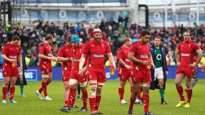 England should have few problems identifying Wales’ second-row forward Jake Ball, centre, who is easily recongnised by his giant beard. Michael Steele / Getty Images