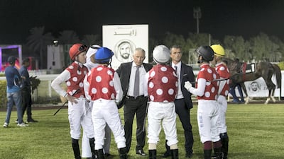 Al Asayl Stables trainer Eric Lemartinel, left, is the one to beat in Dubai. Reem Mohammed / The National