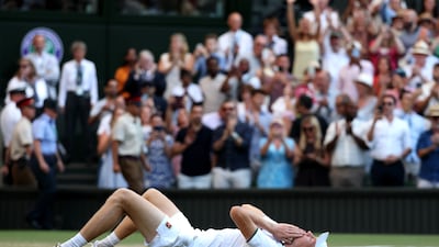 Jannik Sinner celebrates winning the championship point against Alexander Zverev. Getty Images