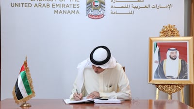 Ambassador Khalil Yaqoob AlKhayat, Assistant Undersecretary for Consular Affairs of Bahrain's Foreign Ministry, offered his condolences. Photo: UAE embassy Manama