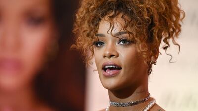 Singer Rihanna attends the RiRi by Rihanna fragrance launch at Macy’s on Monday in Brooklyn, New York. Evan Agostini / AP