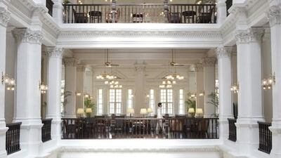 The lobby of Raffles Hotel Singapore. Courtesy Raffles Hotel Singapore