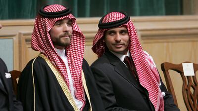 Prince Hamzah, right, and Prince Hashem Bin Al Hussein, left, half brothers of King Abdullah II of Jordan. AP, File