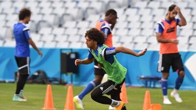 Omar Abdulrahman of the UAE shown during Thursday's team training session at the Asian Cup in Australia. Photo Courtesy / UAE FA