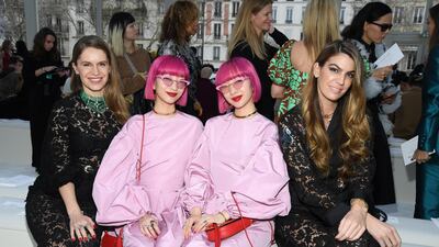 Eugenie Niarchos, Amiaya and Bianca Brandolini d'Adda attend the Valentino show as part of the Paris Fashion Week (Photo by Pascal Le Segretain/Getty Images)