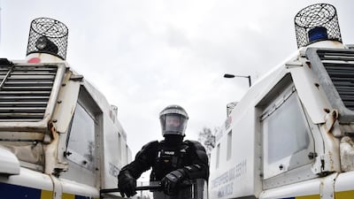 Riot police on the republican side of the divided city were pelted with projectiles. Getty Images