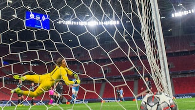 Manchester City's Belgian midfielder Kevin De Bruyne has been another key player this season, and netted against Borussia Monchengladbach in their last 16 tie and 4-0 aggregate win. AFP