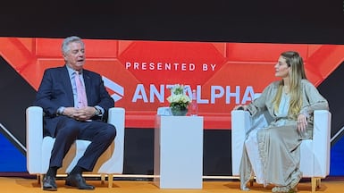 Paul Manafort, former campaign chairman of US President Donald Trump, at the Bitcoin Mena 2025 conference in Abu Dhabi. Alvin R Cabral / The National