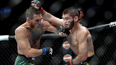 Khabib Nurmagomedov, right, has not fought since beating Conor McGregor in their UFC match in October 2018. Reuters