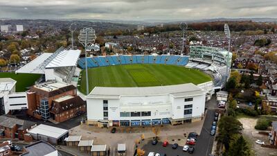 Headingley, home of the Yorkshire County Cricket Club in Leeds, without sponsorship signs on Wednesday. PA
