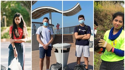 From left, Sagarika Sriram of K4b World; Robert Andonian and Assem Badreddine of Brighter 11; and Kehkashan Basu of Green Hope Foundation. Photo: Anna Nielsen for The National, Brighter 11, Green Hope Foundation