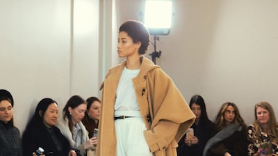 Woolen jodhpurs and a duffle coat at Altuzarra. Photo: Altuzarra