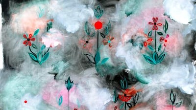 Kamrooz Aram's Tempered Composition with Three Points (Palimpsest #8) is an oil, oil pastel and wax pencil on canvas. Courtesy: The Green Art Gallery