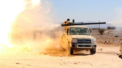 Yemeni fighters, loyal to the Yemeni government, fire mortar rounds towards a Houthi position in Marib province. Keeping Yemen united after the war is over will not prove easy (Photo: EPA/STR)
