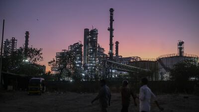 An oil refinery in Mumbai, India. Global oil supply last month fell 190,000 bpd after Saudi Arabia and other Gulf countries curbed supply. Bloomberg