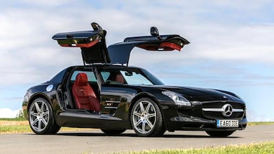 The Mercedes-Benz SLS AMG of 2010 sports majestic gullwing doors