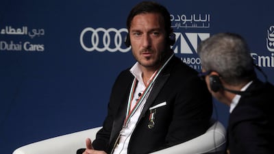 Francesco Totti, former player of Roma, attends the Dubai International Sports Conference in Dubai. Satish Kumar / Reuters