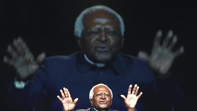 The Archbishop Desmond Tutu is shown at an event in London in February 2010. Sang Tan / AP / February 8, 2010