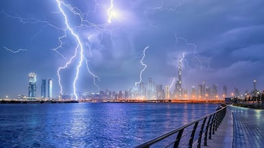 The UAE issued reassuring messages about thunder and lightning, amid missile threats and alerts. Getty