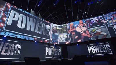 Andrew House, president and group chief executive of Sony Computer Entertainment, presents the exclusive digital video series “Powers” during a media briefing. Mario Anzuoni / Reuters