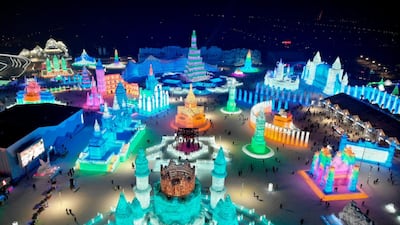 A view of some of the ice sculptures. AFP