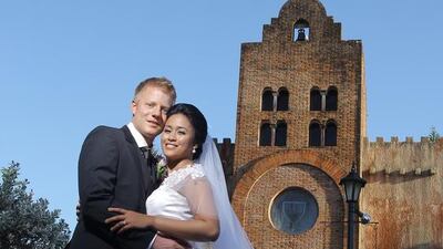 Christina Niessen married her partner Frithjof in 2013 in the Philippines, and wore a Dh3,700 satin gown. Courtesy Christina Niessen