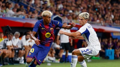 Barcelona's Lamine Yamal during a preseason friendly against Como. Reuters