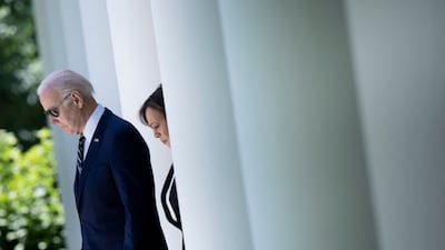 US President Joe Biden and US Vice President Kamala Harris at the White House on May 25, in DC. AFP