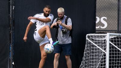 Karim Benzema training with Real Madrid at the UCLA Wallis Annenberg Stadium in Los Angeles on Thursday, July 28, ahead of their friendly against Juventus. EPA