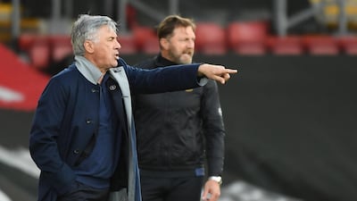 Everton manager Carlo Ancelotti (L) and his Southampton counterpart Ralph Hasenhuettl. EPA