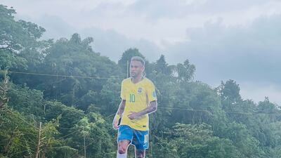 A huge cut-out of Brazilian striker Neymar. Photo: Pullavoor football fans
