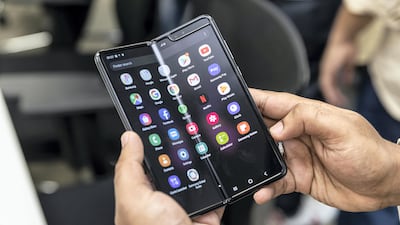 Samsung delayed the release of the original Galaxy Fold in 2019 after reviewers noticed issues with its folding mechanism. Antonie Robertson / The National