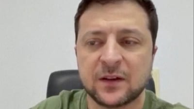 Ukrainian President Volodymyr Zelenskiy makes a statement following the attack. Reuters