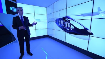 A Rolls-Royce concept flying taxi aircraft is displayed at the Farnborough International Airshow. EPA