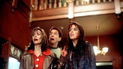 Scream, starring from left, Courtney Cox, Jamie Kennedy and Neve Campbell, spawned films such as Urban Legend.