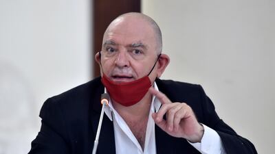 Slim speaks during a conference in Beirut, Lebanon, 04 February 2021. EPA photo