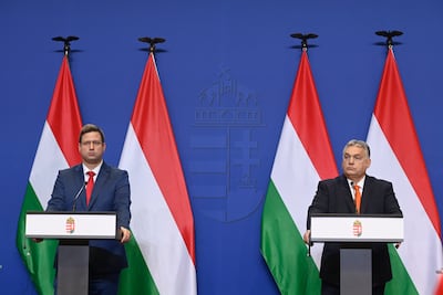 Hungarian Prime Minister Viktor Orban, right, and his chief of staff Gergely Gulyas in 2022. EPA