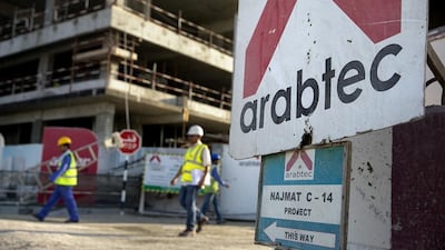 Arabtec signage at a project in Abu Dhabi. The company has announced a reorganisation of staff. Silvia Razgova / The National
