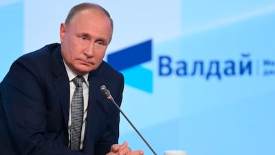 Russian President Vladimir Putin says Russia's solutions are underpinned by values. AP Photo